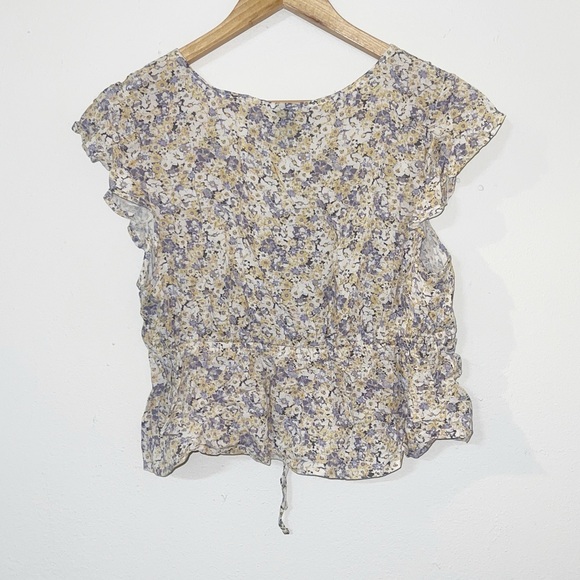 Wild fable women’s floral open front ruffle rayon top - Picture 8 of 10
